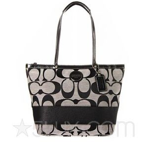 Black and grey coach purse
